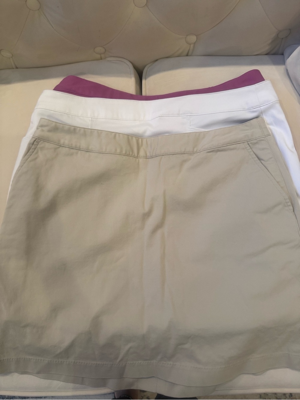 Trio of Classic Skorts in White, Pink and Khaki